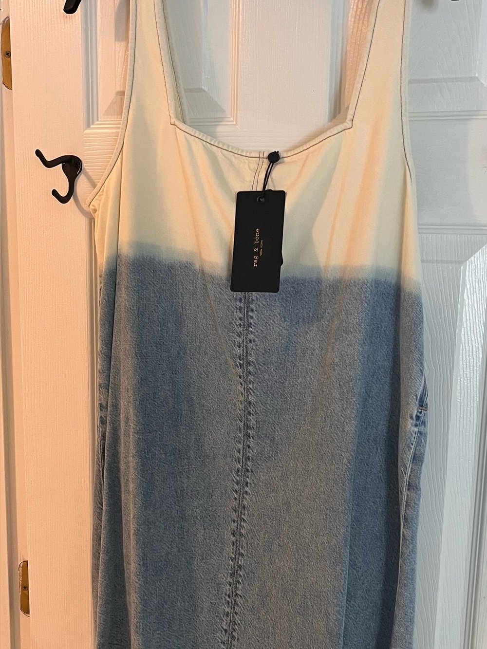Rag & Bone Tie-Dye Scoop Neck Tank mini Dress - Cream and Blue